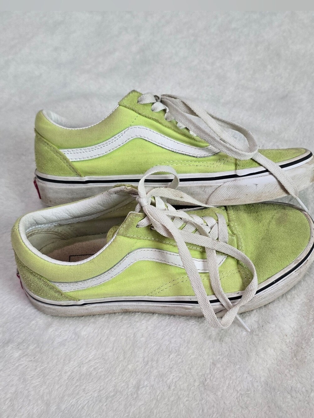 Women's Vans Shoes Off The Wall Old Skool Lime Green Suede Sneakers Size 6